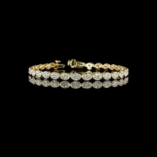 7.88 CTTW Oval Natural Diamond Tennis Bracelet 7" (H Color and SI Clarity)