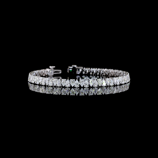 7.51 CTTW Pear Natural Diamond Tennis Bracelet 7" (H Color and SI Clarity)