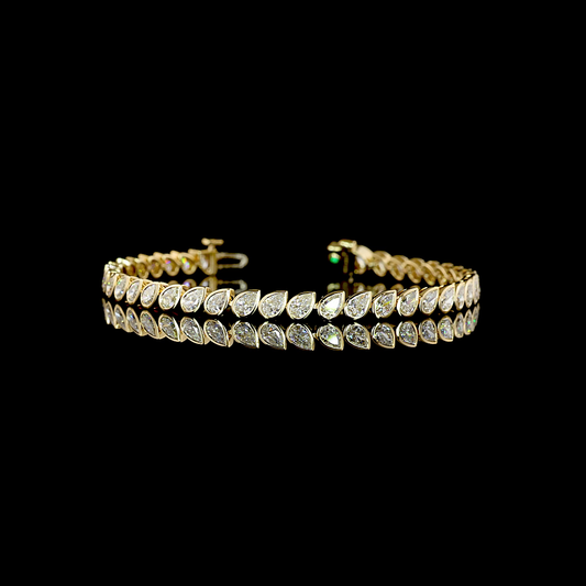 5.46 CTTW Pear Natural Diamond Tennis Bracelet 6.5" (H Color and SI Clarity)