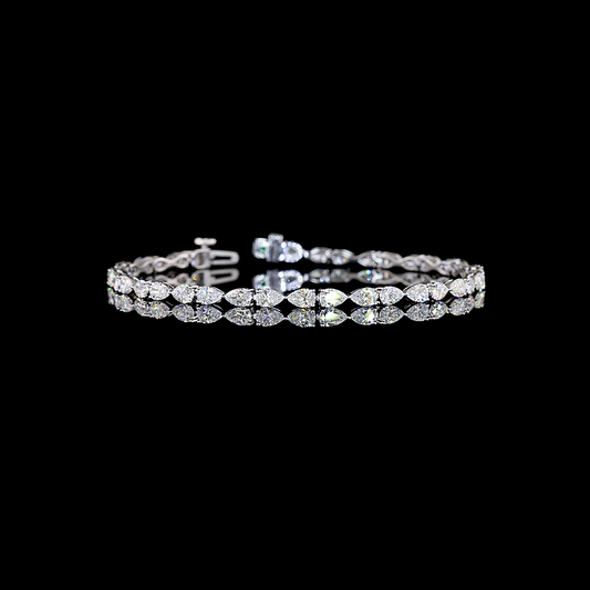 4.85 CTTW Pear Natural Diamond Tennis Bracelet 7" (H Color and SI Clarity)