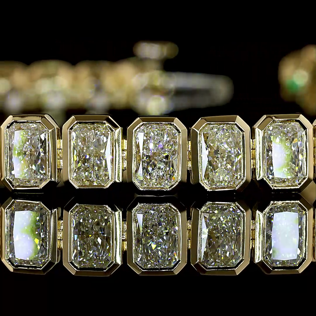 10.37 CTTW Radiant Natural Diamond Tennis Bracelet 7" (E Color and VS1 Clarity)