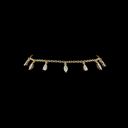 2.05 CTTW Pear Natural Diamond Station Bracelet 7" (H Color and SI Clarity)