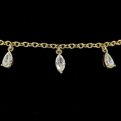 2.05 CTTW Pear Natural Diamond Station Bracelet 7" (H Color and SI Clarity)