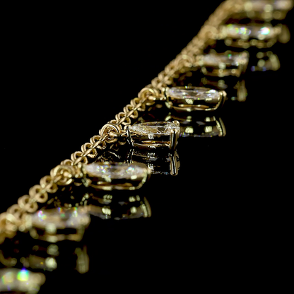 2.05 CTTW Pear Natural Diamond Station Bracelet 7" (H Color and SI Clarity)