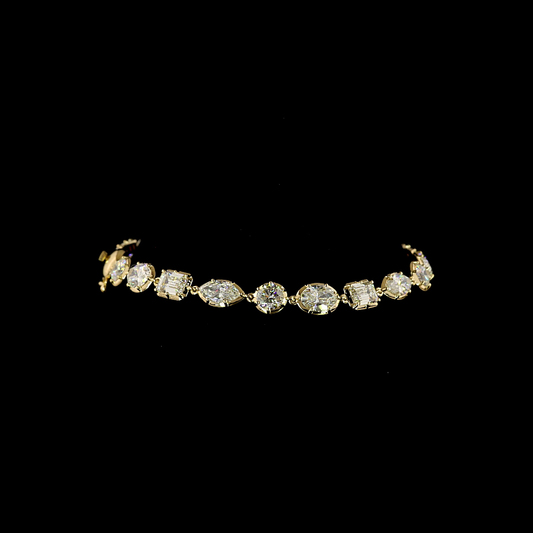 10.14 CTTW MIX Natural Diamond Station Bracelet 7" (H Color and SI Clarity)