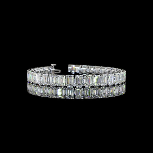 36.23 CTTW Emerald Lab Diamond Tennis Bracelet (E/F Color and VS2/VS1/VVS2 Clarity)