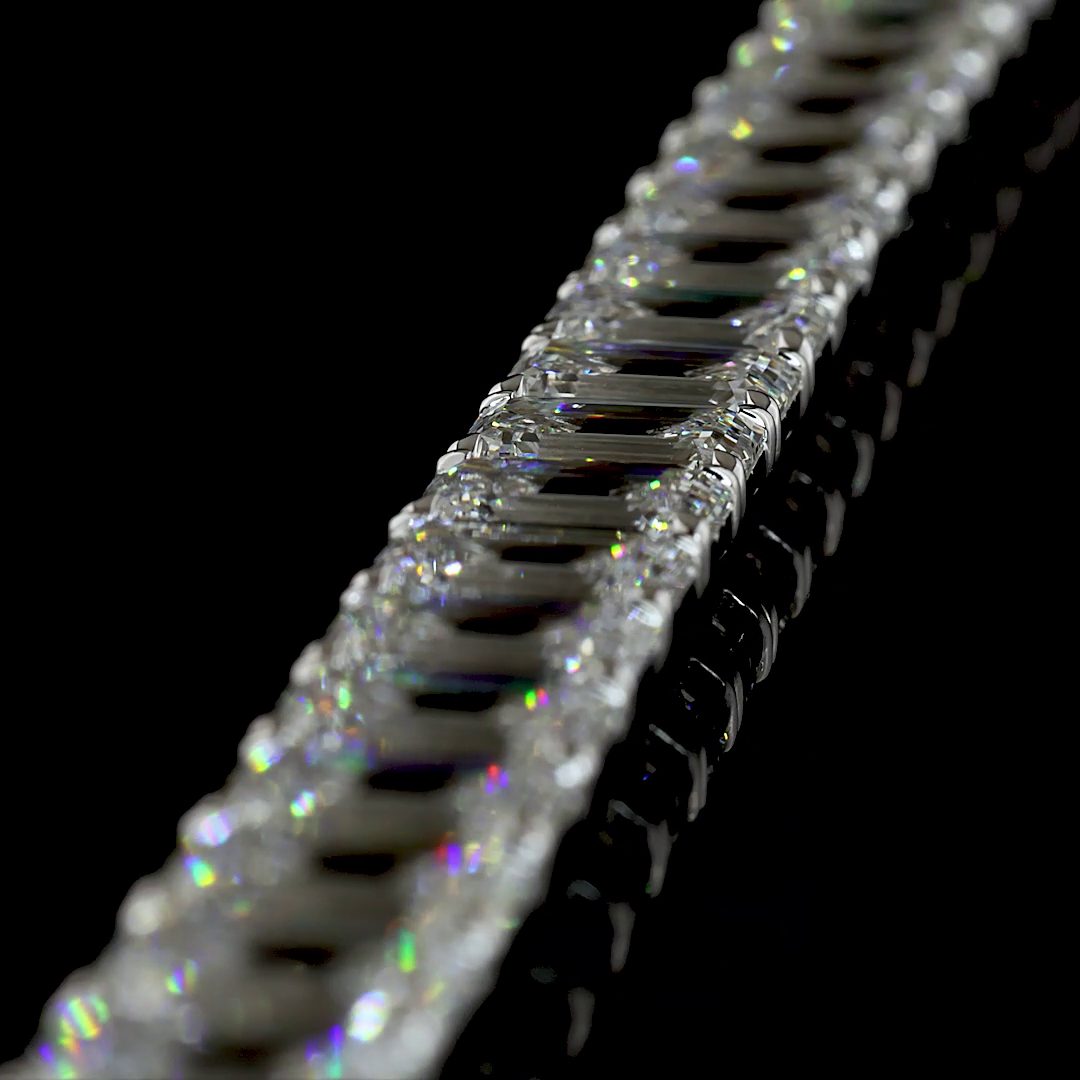 36.23 CTTW Emerald Lab Grown Diamond Tennis Bracelet 7" (E/F Color and VS1/VVS2/VS2 Clarity)