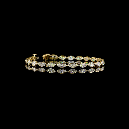 5.10 CTTW Marquise Lab Grown Diamond Tennis Bracelet 7" (E Color and VS1 Clarity)
