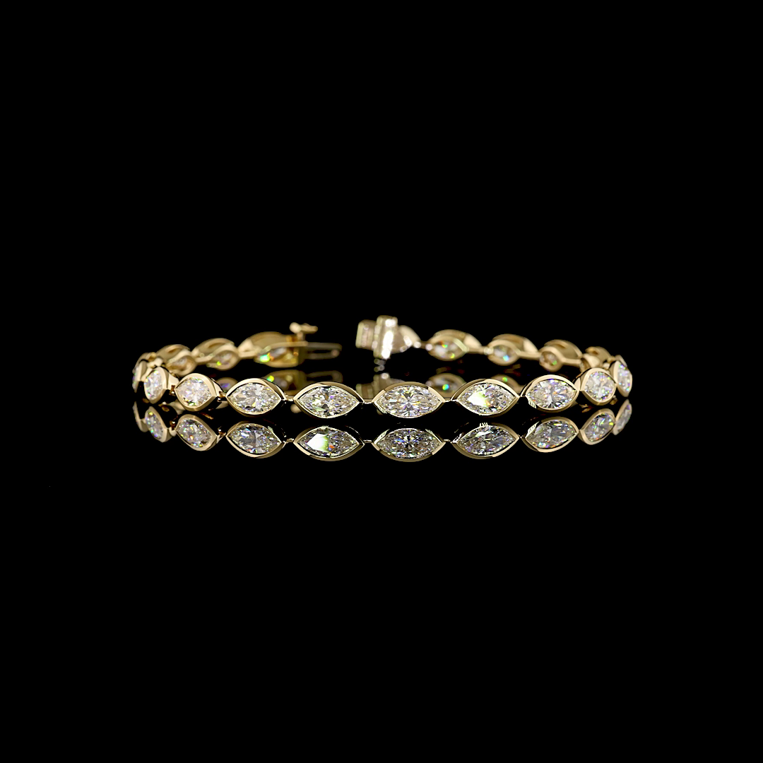 7.32 CTTW Marquise Lab Diamond Tennis Bracelet (E Color and VS1 Clarity)