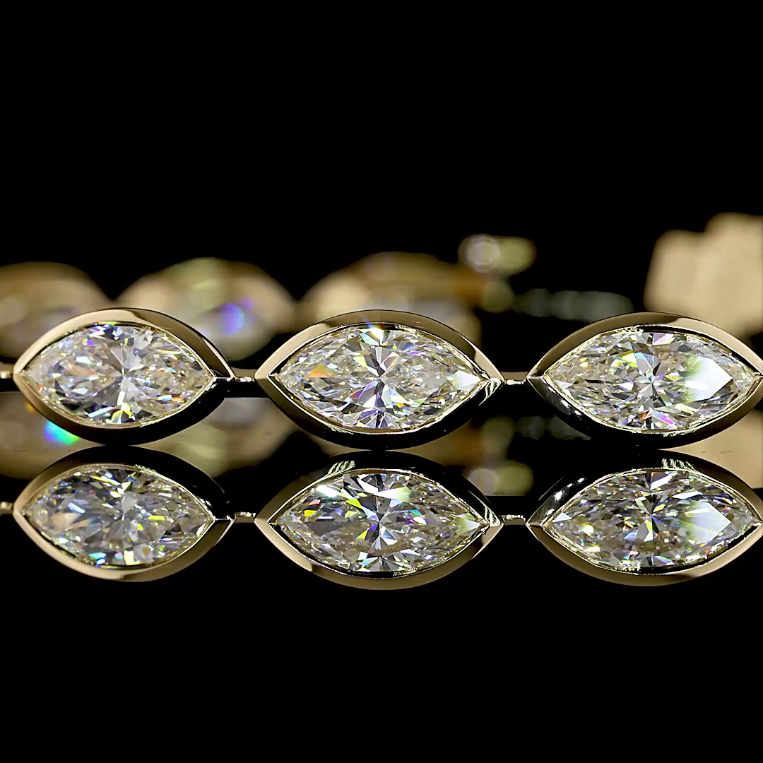 7.32 CTTW Marquise Lab Diamond Tennis Bracelet (E Color and VS1 Clarity)