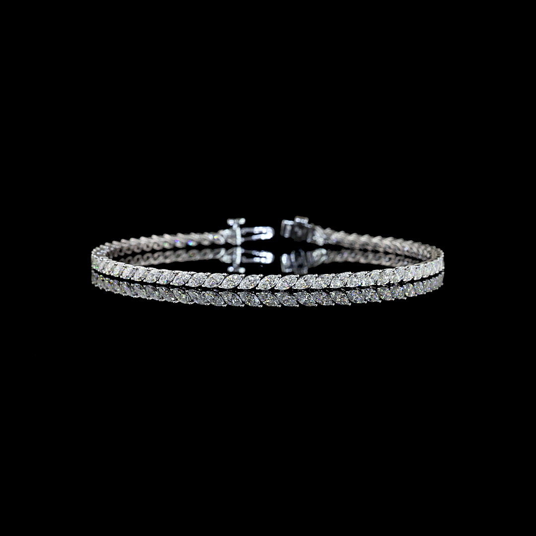 3.35 CTTW Marquise Lab Diamond Tennis Bracelet (E Color and VS1 Clarity)