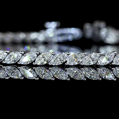 3.35 CTTW Marquise Lab Diamond Tennis Bracelet (E Color and VS1 Clarity)