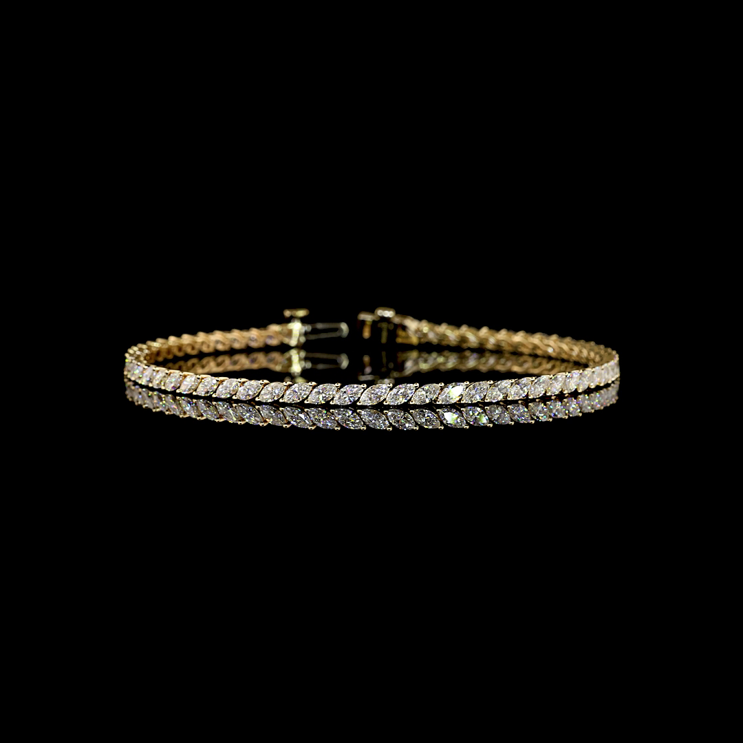 3.45 CTTW Marquise Lab Diamond Tennis Bracelet (E Color and VS1 Clarity)