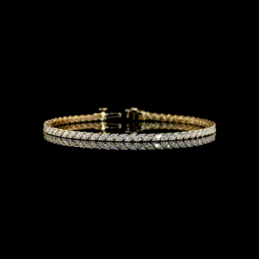 3.39 CTTW Marquise Lab Diamond Tennis Bracelet (E Color and VS1 Clarity)