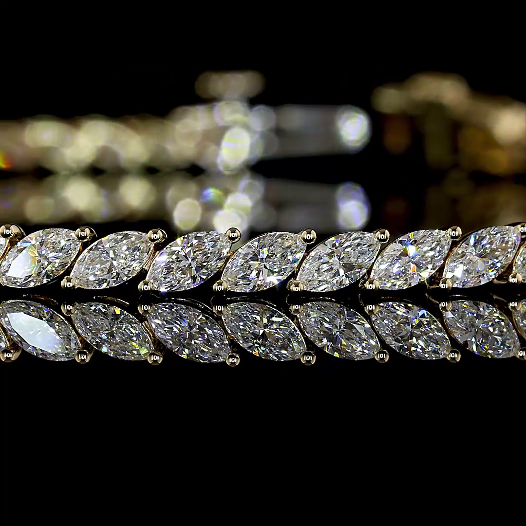 3.45 CTTW Marquise Lab Diamond Tennis Bracelet (E Color and VS1 Clarity)