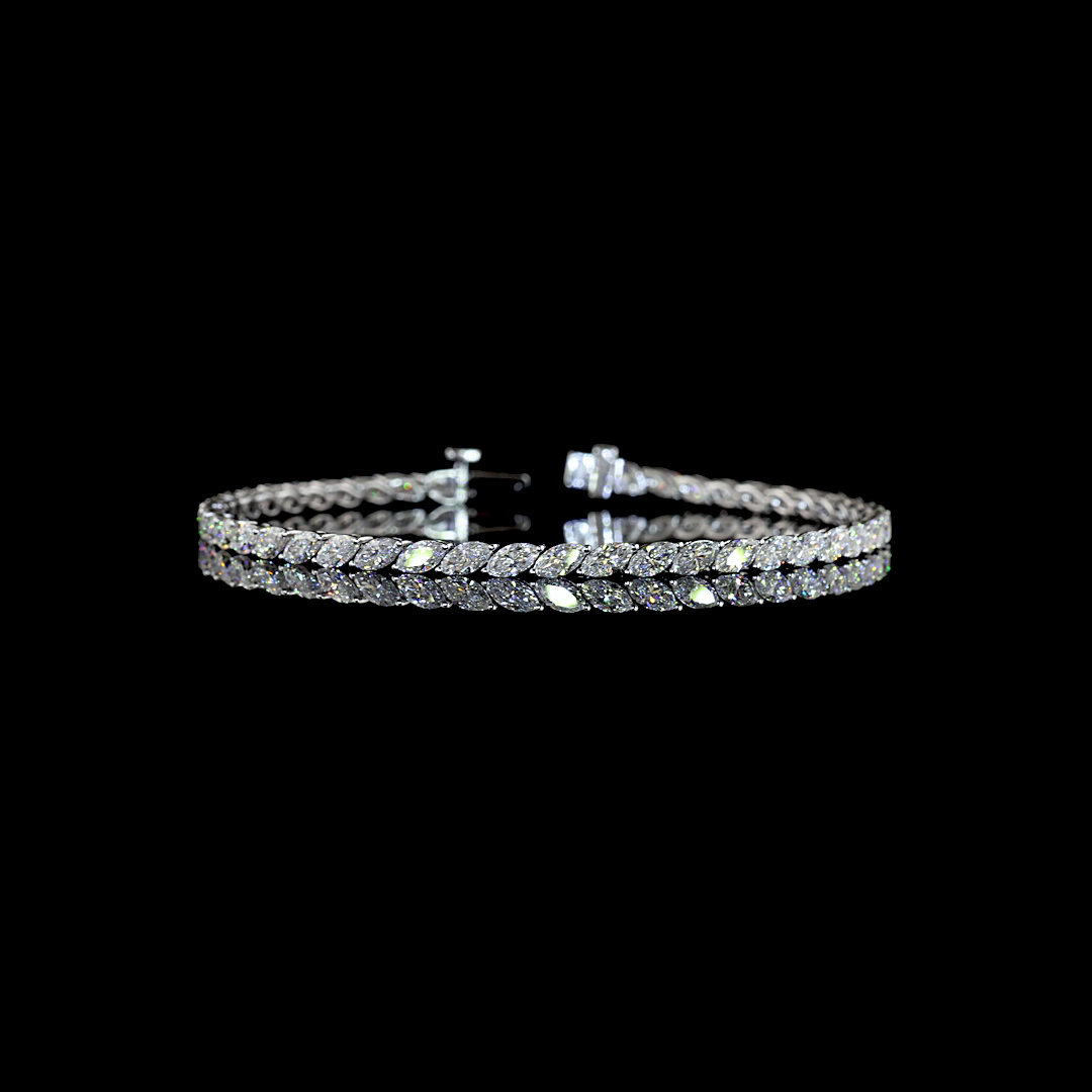 4.92 CTTW Marquise Lab Diamond Tennis Bracelet (E Color and VS1 Clarity)