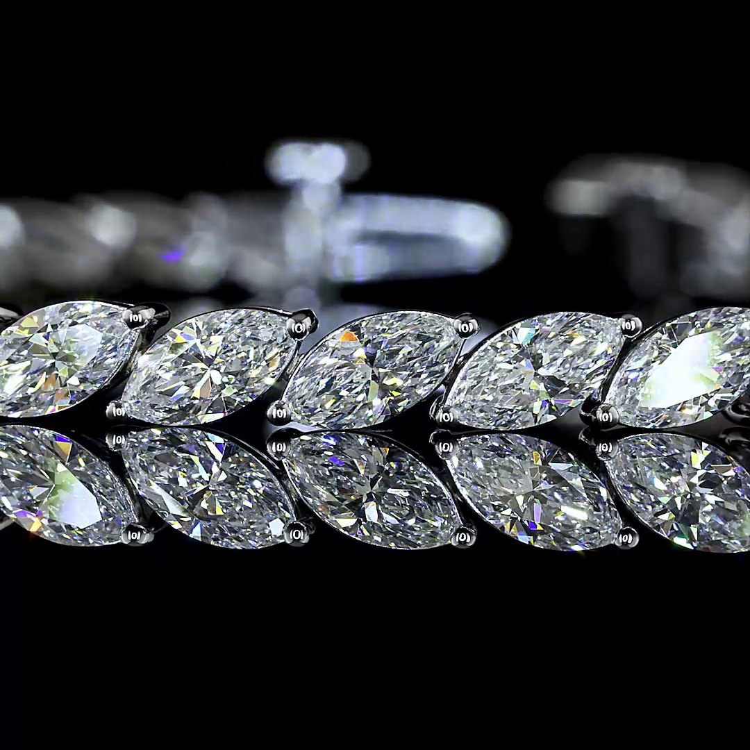6.97 CTTW Marquise Lab Diamond Tennis Bracelet (E Color and VS1 Clarity)