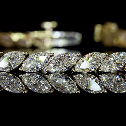 7.26 CTTW Marquise Lab Diamond Tennis Bracelet (E Color and VS1 Clarity)