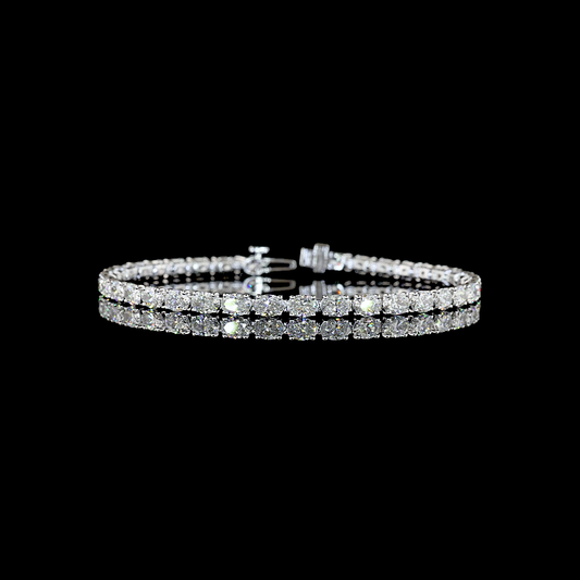 7.39 CTTW Oval Lab Diamond Tennis Bracelet (E Color and VS1 Clarity)