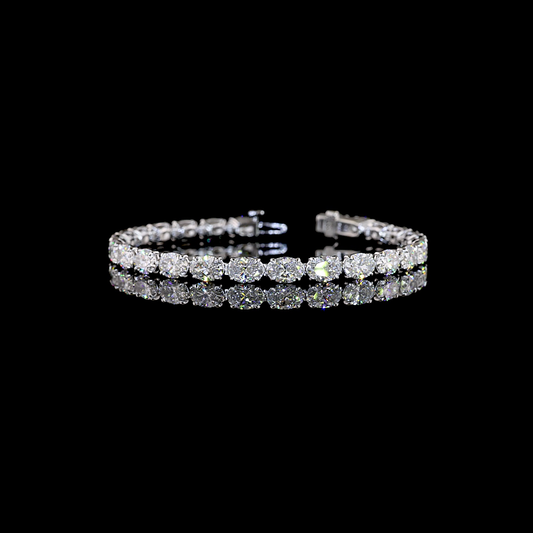 15.50 CTTW Oval Lab Diamond Tennis Bracelet (E Color and VS1 Clarity)