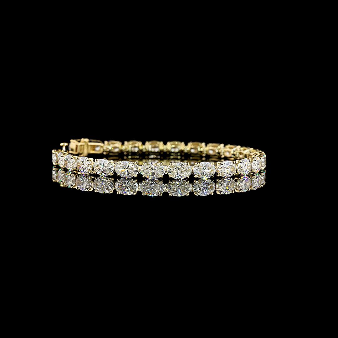 15.46 CTTW Oval Lab Grown Diamond Tennis Bracelet 7" (E Color and VS1 Clarity)