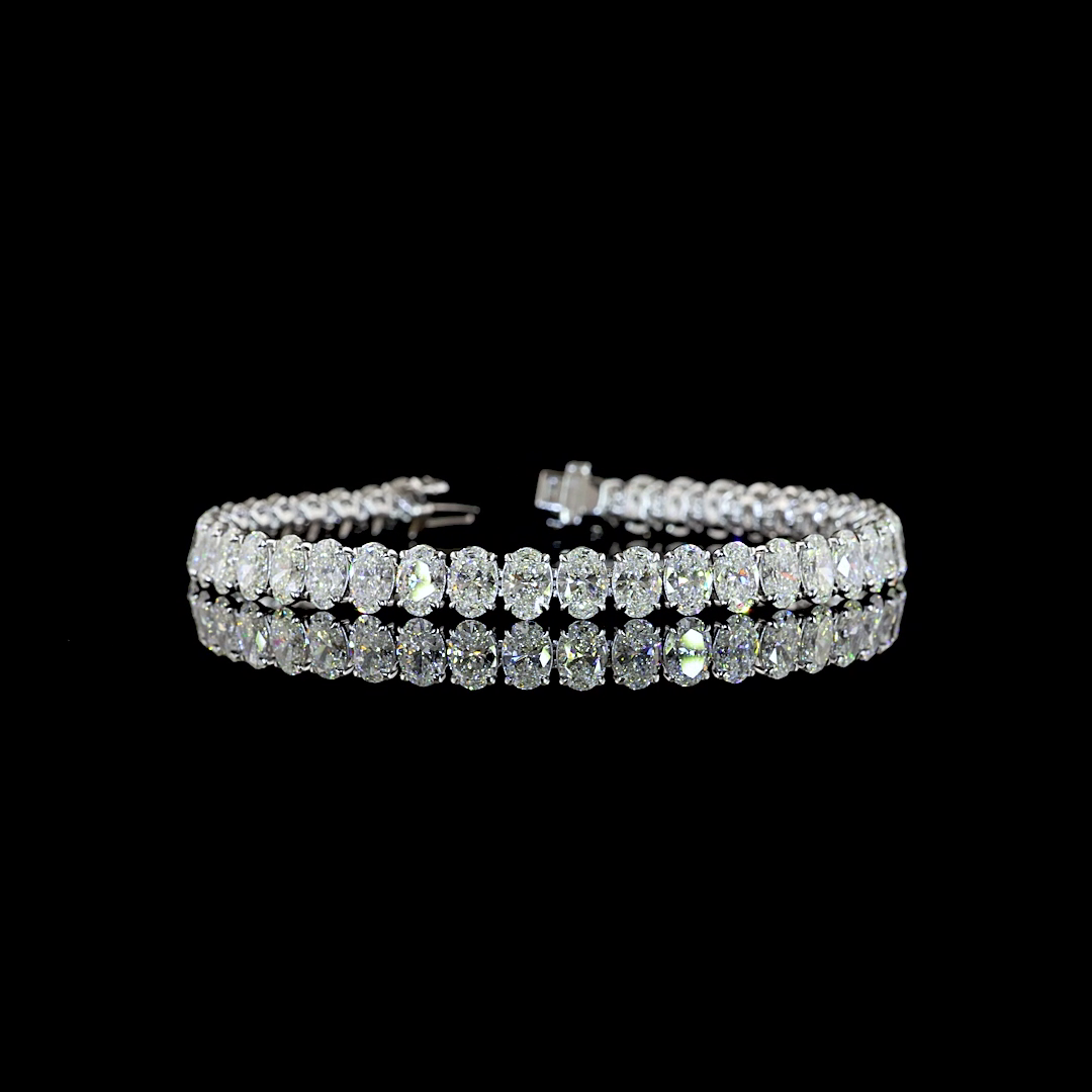 16.05 CTTW Oval Lab Diamond Tennis Bracelet (E Color and VS1 Clarity)