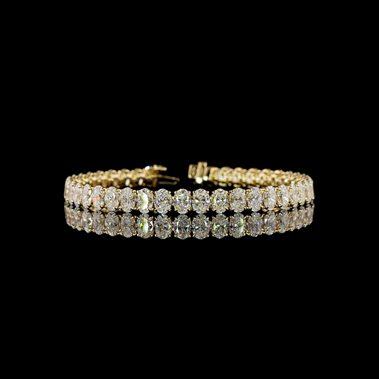 15.77 CTTW Oval Lab Diamond Tennis Bracelet (E Color and VS1 Clarity)