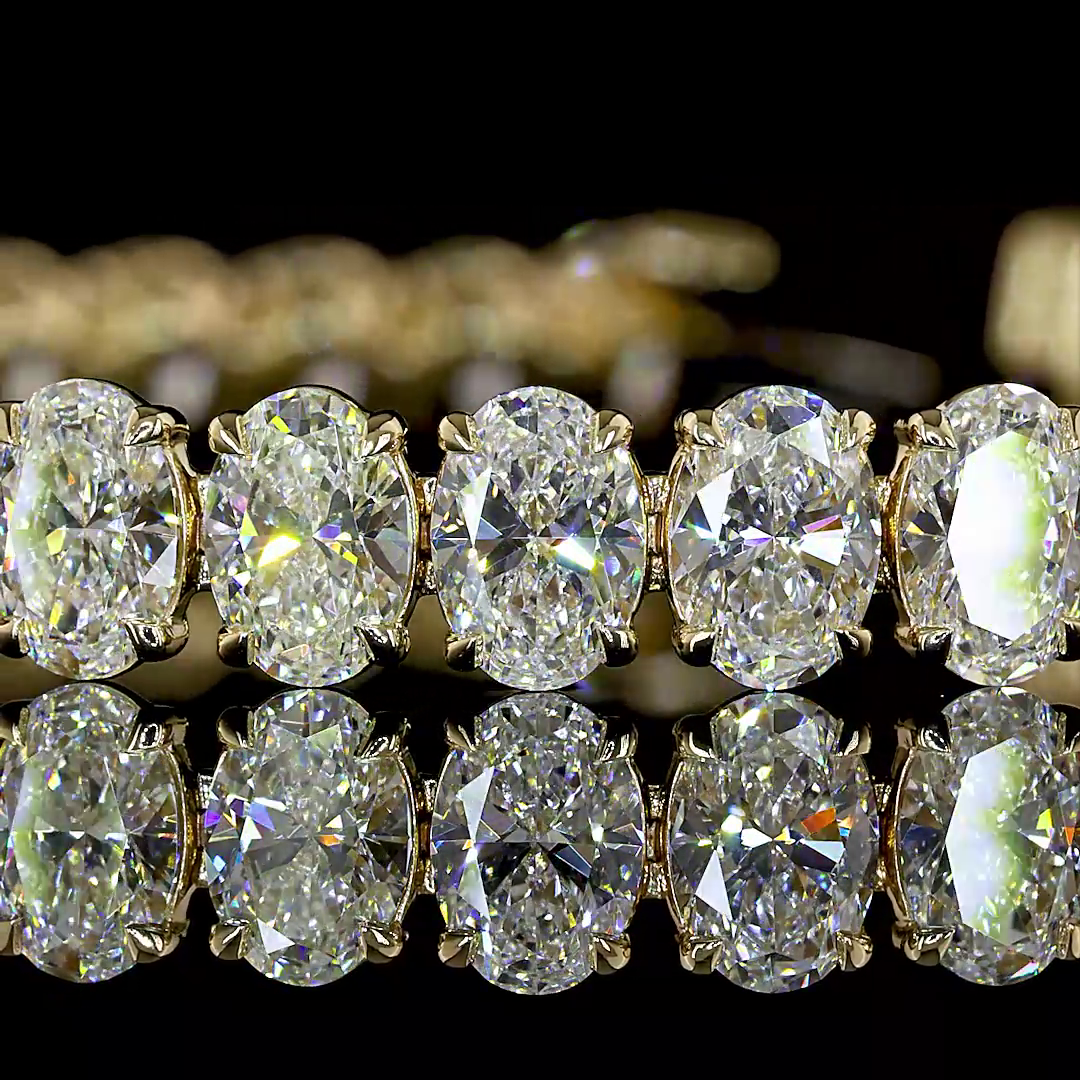 15.77 CTTW Oval Lab Grown Diamond Tennis Bracelet 7" (E Color and VS1 Clarity)