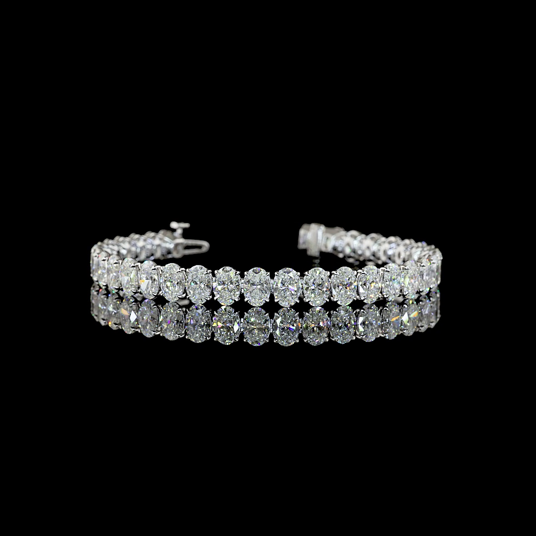 18.54 CTTW Oval Lab Diamond Tennis Bracelet (E Color and VS1 Clarity)