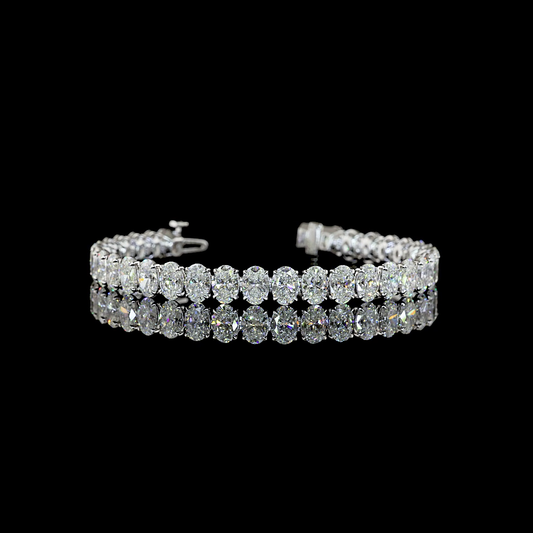 18.84 CTTW Oval Lab Diamond Tennis Bracelet (E Color and VS1 Clarity)