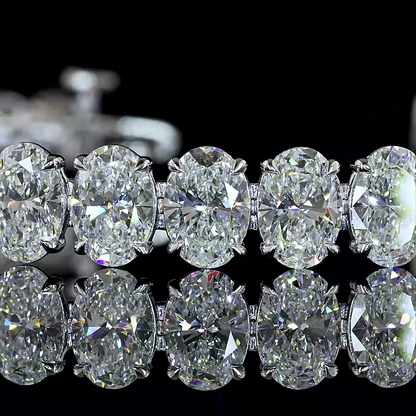 18.54 CTTW Oval Lab Diamond Tennis Bracelet (E Color and VS1 Clarity)