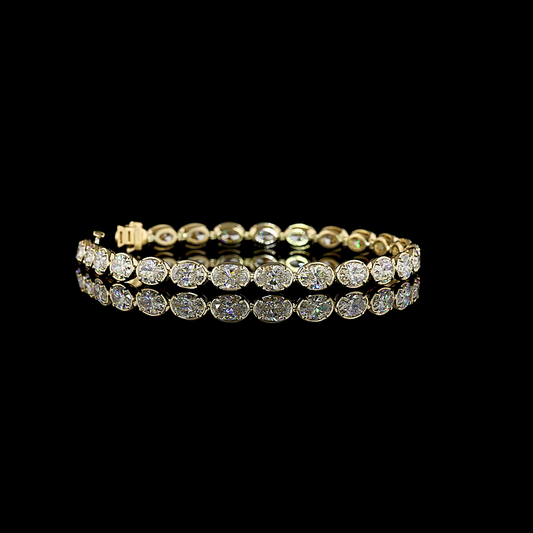 10.81 CTTW Oval Lab Diamond Tennis Bracelet (E Color and VS1 Clarity)