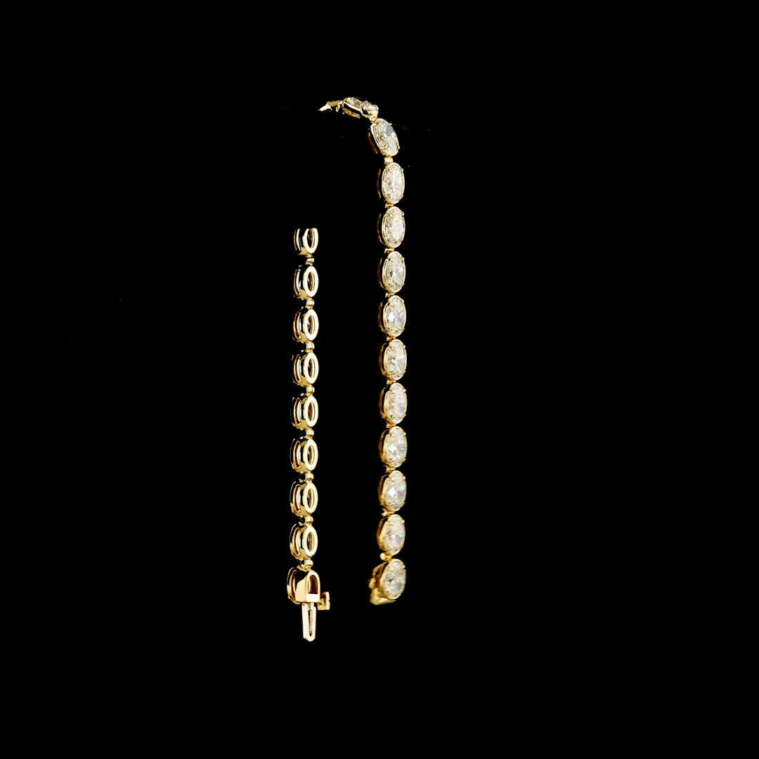 10.81 CTTW Oval Lab Diamond Tennis Bracelet (E Color and VS1 Clarity)