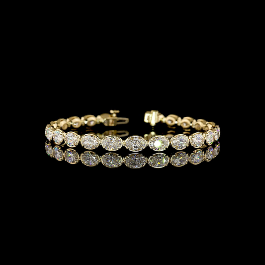 12.24 CTTW Oval Lab Diamond Tennis Bracelet (E Color and VS1 Clarity)