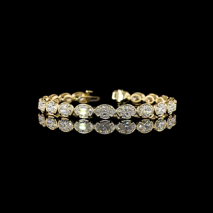 15.48 CTTW Oval Lab Diamond Tennis Bracelet (E Color and VS1 Clarity)