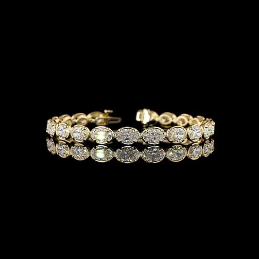 15.48 CTTW Oval Lab Diamond Tennis Bracelet (E Color and VS1 Clarity)