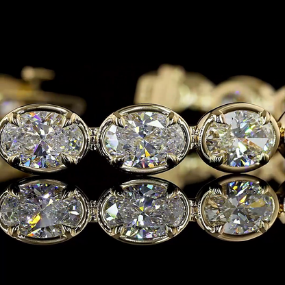 15.48 CTTW Oval Lab Diamond Tennis Bracelet (E Color and VS1 Clarity)