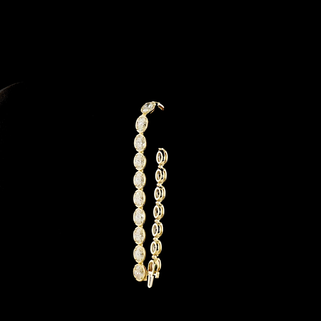 15.48 CTTW Oval Lab Diamond Tennis Bracelet (E Color and VS1 Clarity)