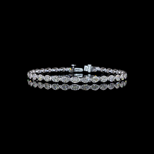 5.73 CTTW Oval Lab Diamond Tennis Bracelet (E Color and VS1 Clarity)