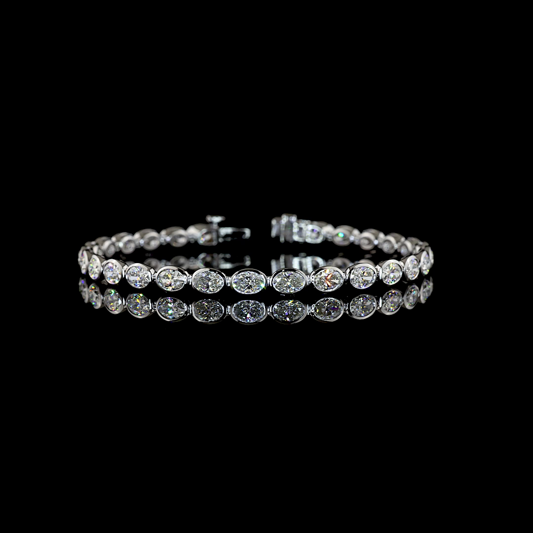 7.65 CTTW Oval Lab Diamond Tennis Bracelet (E Color and VS1 Clarity)
