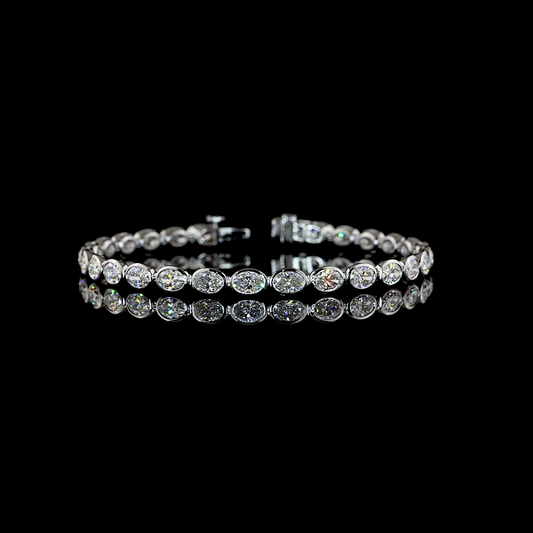 7.65 CTTW Oval Lab Diamond Tennis Bracelet (E Color and VS1 Clarity)