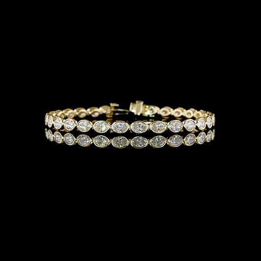 8.06 CTTW Oval Lab Diamond Tennis Bracelet (F/E Color and VS1 Clarity)
