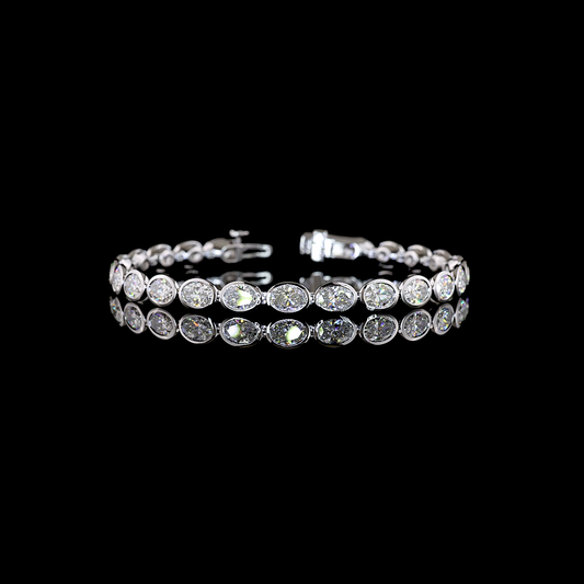 10.75 CTTW Oval Lab Diamond Tennis Bracelet (E Color and VS1 Clarity)
