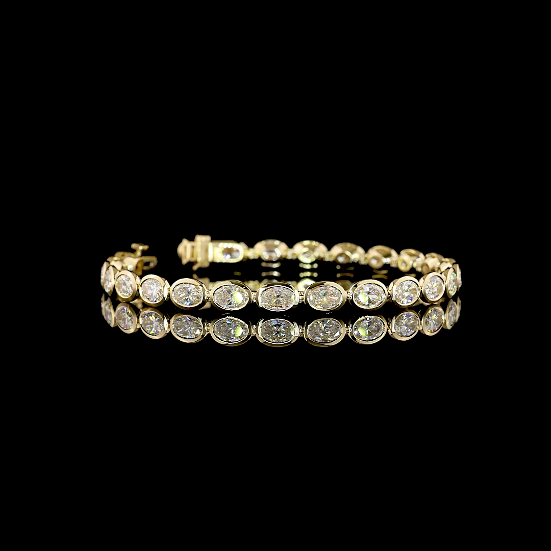 10.76 CTTW Oval Lab Diamond Tennis Bracelet (E Color and VS1 Clarity)