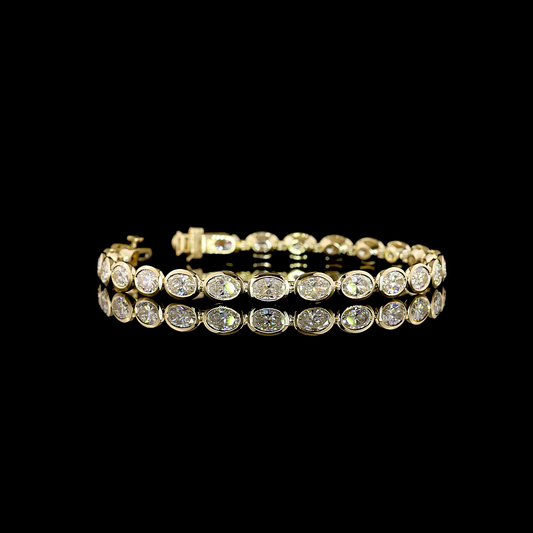 10.76 CTTW Oval Lab Diamond Tennis Bracelet (E Color and VS1 Clarity)