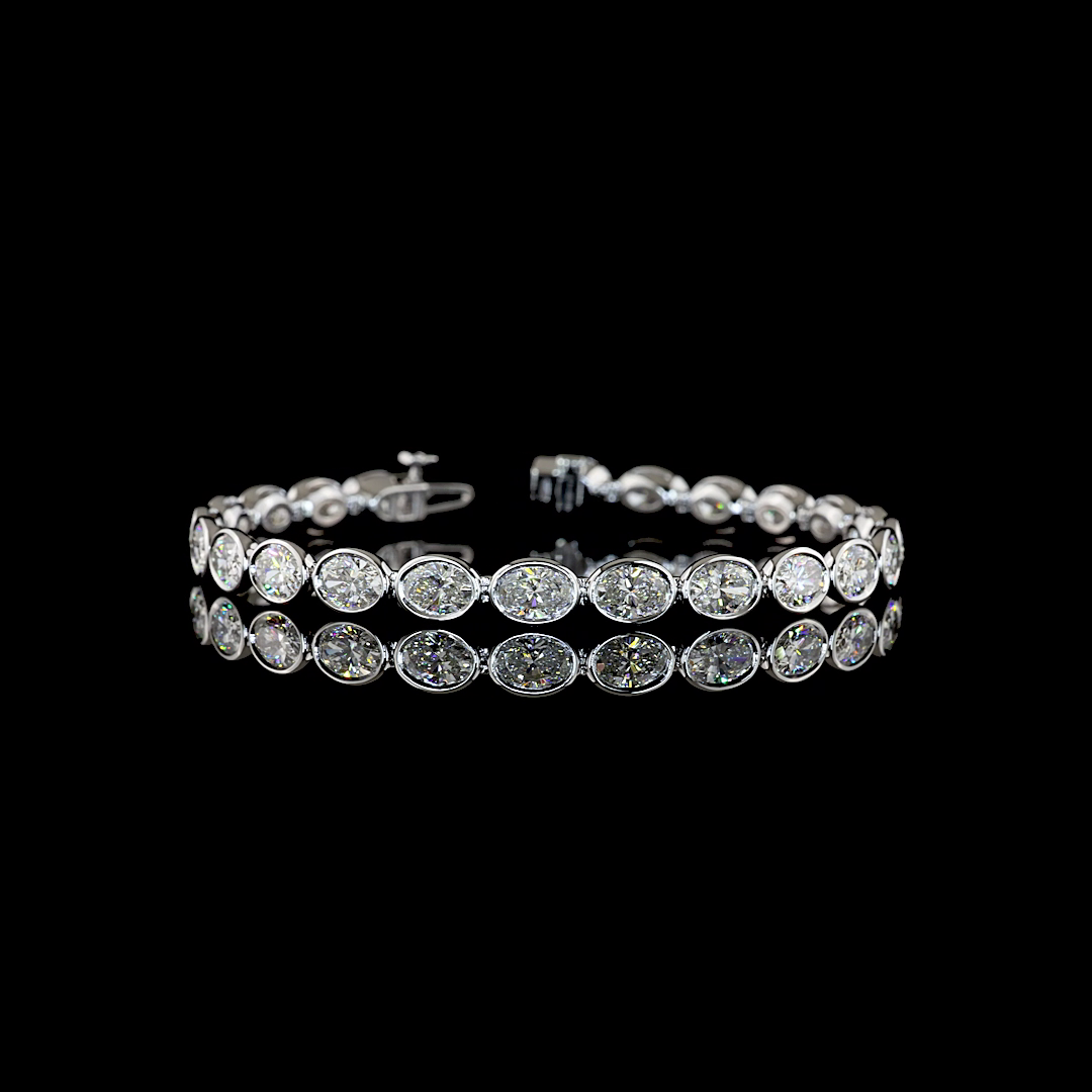 12.11 CTTW Oval Lab Grown Diamond Tennis Bracelet 7" (E Color and VS1 Clarity)