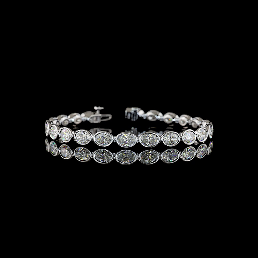 12.07 CTTW Oval Lab Diamond Tennis Bracelet (E Color and VS1 Clarity)