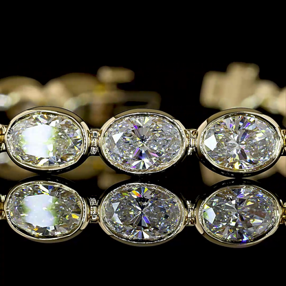 12.33 CTTW Oval Lab Grown Diamond Tennis Bracelet 7" (E Color and VS1 Clarity)