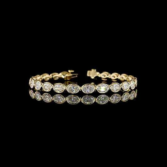 12.05 CTTW Oval Lab Diamond Tennis Bracelet (E Color and VS1 Clarity)