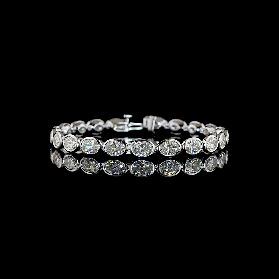 16.64 CTTW Oval Lab Grown Diamond Tennis Bracelet 7" (E Color and VS1 Clarity)